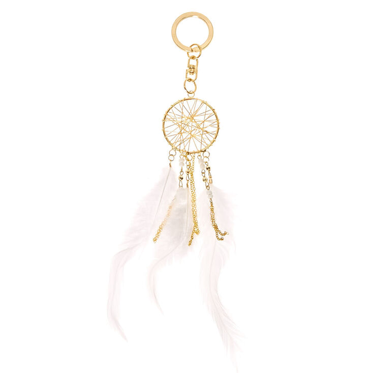White Dreamcatcher Keychain,