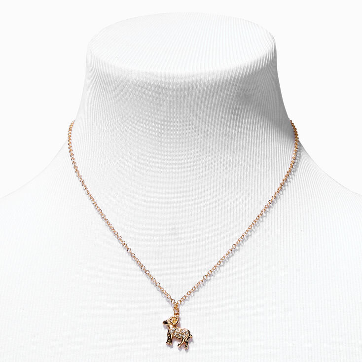 Gold Zodiac Symbol Pendant Necklace - Aries,
