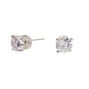 Silver Cubic Zirconia Round Stud Earrings - 4MM,