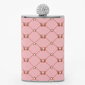 Pink Butterfly Embellished Sparkle Flask,