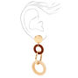 Gold 3&quot; Wooden Circle Drop Earrings - Brown,