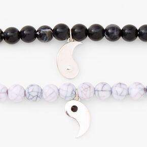 Yin Yang Marble Beaded Stretch Bracelets - 2 Pack,