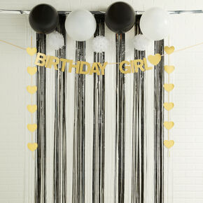 Birthday Girl Streamer Backdrop Party Decorating Kit - Black,