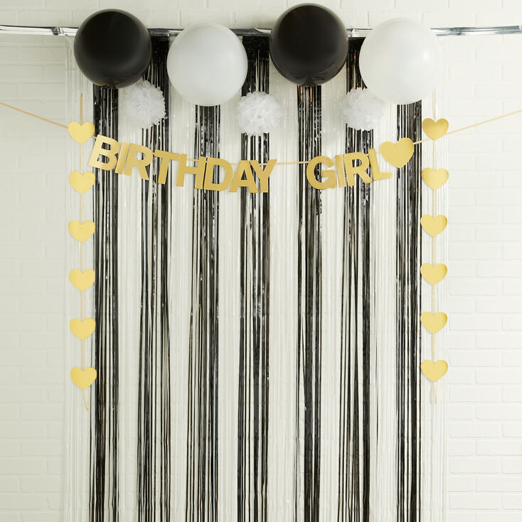 Birthday Girl Streamer Backdrop Party Decorating Kit - Black,