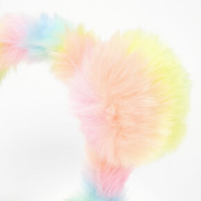 Rainbow Bear Furry Pom Pom Ears Headband,