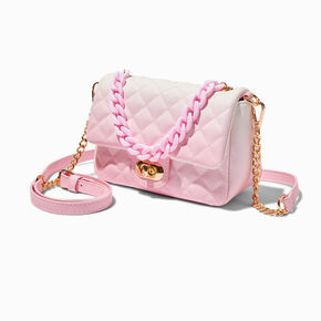 Quilted Light Pink Ombre Dual Strap Crossbody Bag,