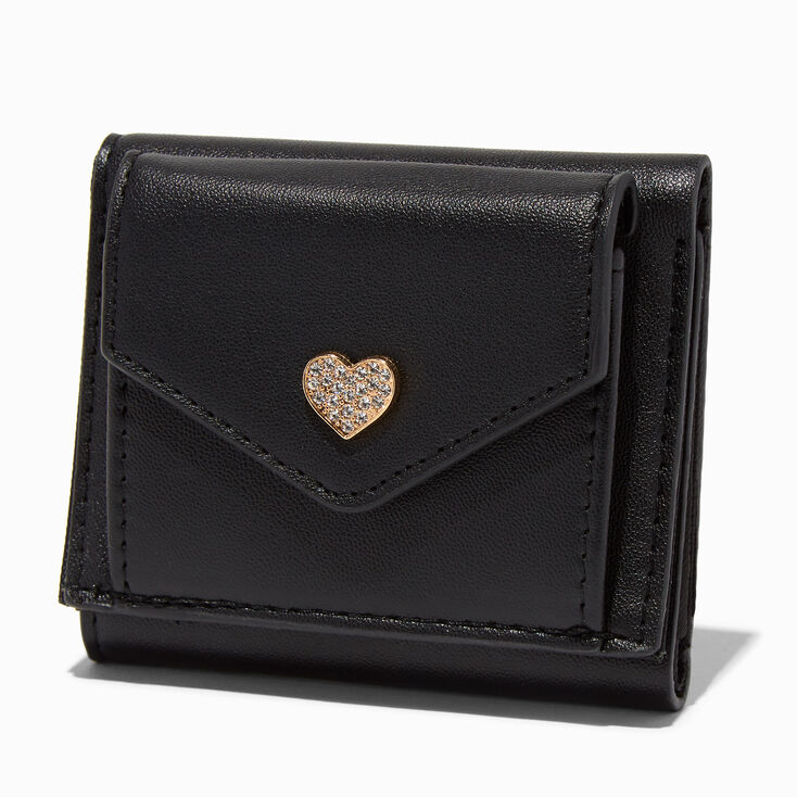 Heart Trifold Wallet - Black,