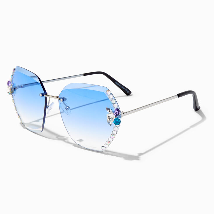 Blue Geometric Embellishes Sunglasses,