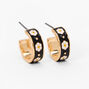 Gold 15MM Thick Daisy Hoop Earrings - Black,