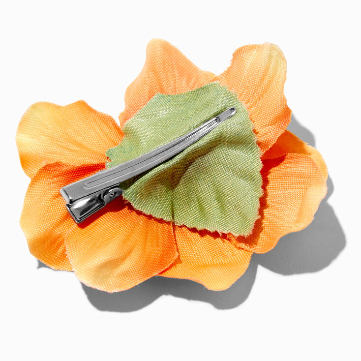 Orange Hibiscus Flower Hair Clip,