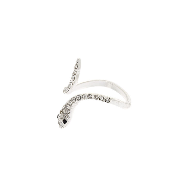 Silver Embellished Snake Ring,