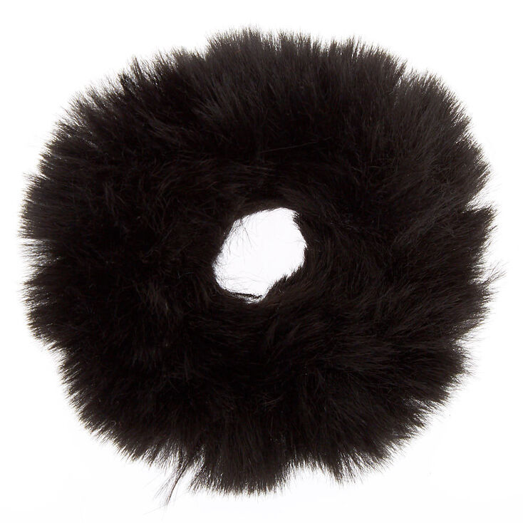 Faux Fur Hair Scrunchie - Black,