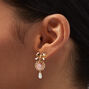 Gold-tone Pink Cameo Pearl 1.5&quot; Drop Earrings,