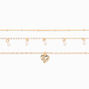 Gold &amp; Pearl Heart Chain Choker Necklaces - 3 Pack,