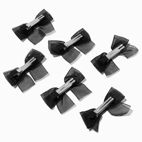 Black Sheer Bow Hair Clips - 6 Pack,