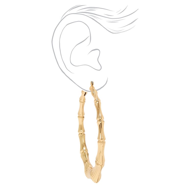 Gold 80MM Bamboo Hoop Earrings,