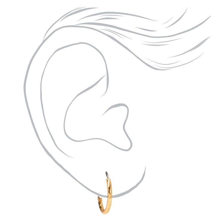 Gold 10MM Textured Hoop Earrings - 6 Pack,