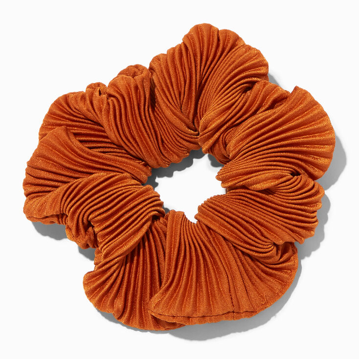 Pleated Orange Hair Scrunchie,