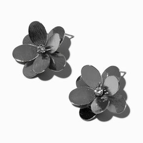 Silver-tone 3-D Flower Statement Earrings,