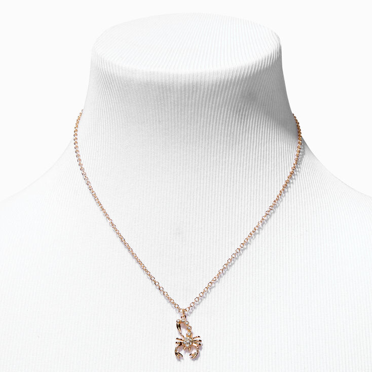 Gold Zodiac Symbol Pendant Necklace - Scorpio,
