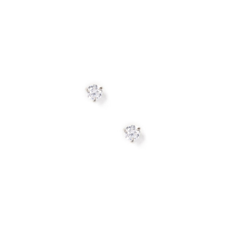 4MM Cubic Zirconia Round Martini Set Stud Earrings,