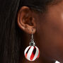 Red Striped Christmas Ornament 2&#39;&#39; Drop Earrings,