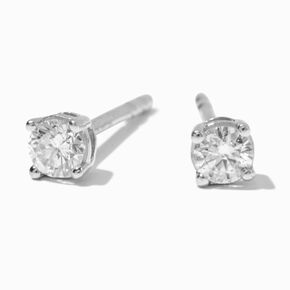 ICING Select Sterling Silver 1/20 ct. tw. Round Basket Lab Grown Diamond 2MM Stud Earrings,