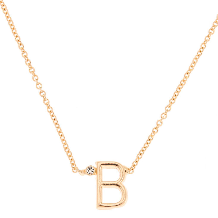 Gold Initial Necklace - B,