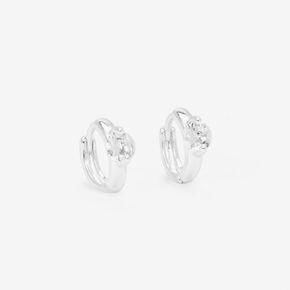 Silver 10MM Cubic Zirconia Hinge Huggy Hoop Earrings,