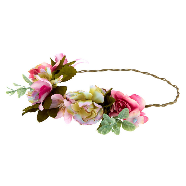 Vintage Succulent Flower Crown Headwrap - Pink,