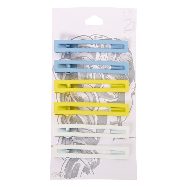 Rectangle Matte Pastel Hair Clips - 6 Pack,