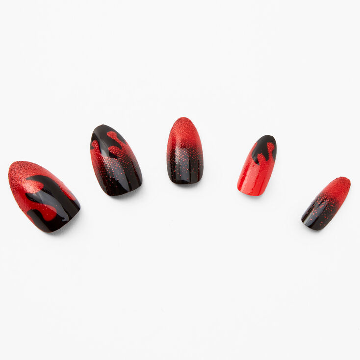 Devil Flames Stilleto Press On Faux Nail Set - 24 Pack,