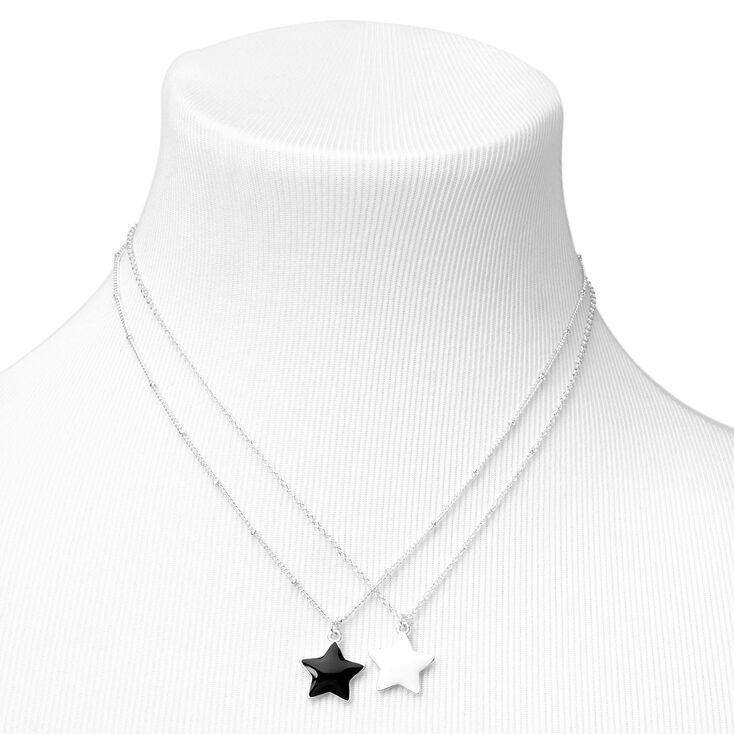 Black &amp; White Best Friends Star Pendant Necklaces - 2 Pack,