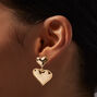 Gold-tone Bubble Heart 1&quot; Drop Earrings,