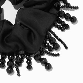 Black Beaded Fringe Hair Scrunchie,