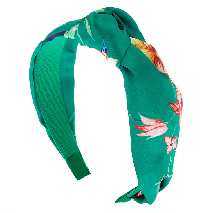 Floral Print Knot Headband - Green,