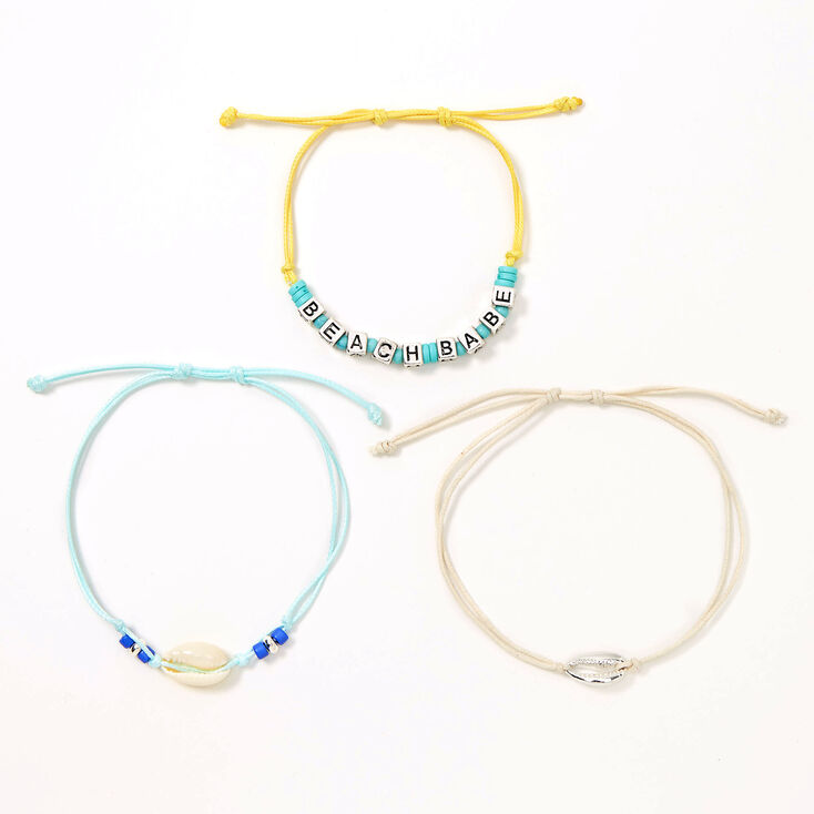 Beach Babe Cowrie Shell Adjustable Bracelets - 3 Pack,
