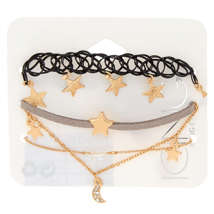 Gold Star & Moon Bracelets - 4 Pack,
