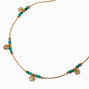 Turquoise Bead &amp; Gold-tone Coin Necklace,