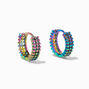 Rainbow Anodized Bumpy 15MM Huggie Hoop Earrings,