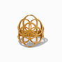 Gold-tone Stainless Steel Geometric Floral Ring,