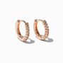 Rose Gold-tone 10MM Cubic Zirconia Hoop Earrings,