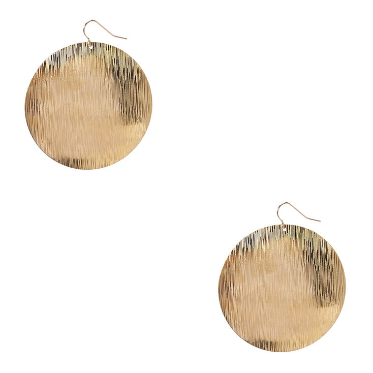 Large Gold Disc Drop Earrings,