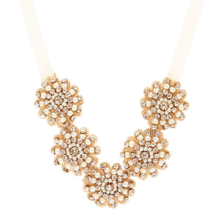 Champagne Crystal Embroidered Necklace,