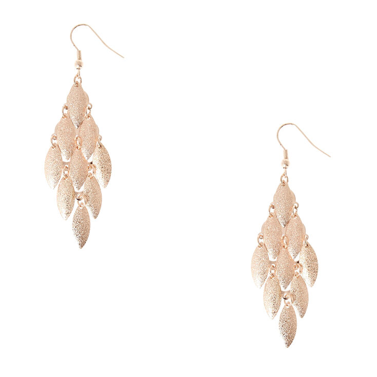Rose Gold Sandblasted Chandelier Drop Earrings,