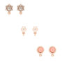 Rose Gold Clip On Stud Earrings - 3 Pack,