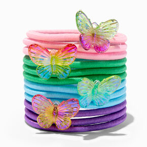 Holographic Rainbow Butterfly Hair Ties - 12 Pack,