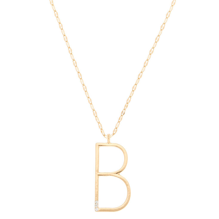 Gold Large Initial Pendant Necklace B Icing Us