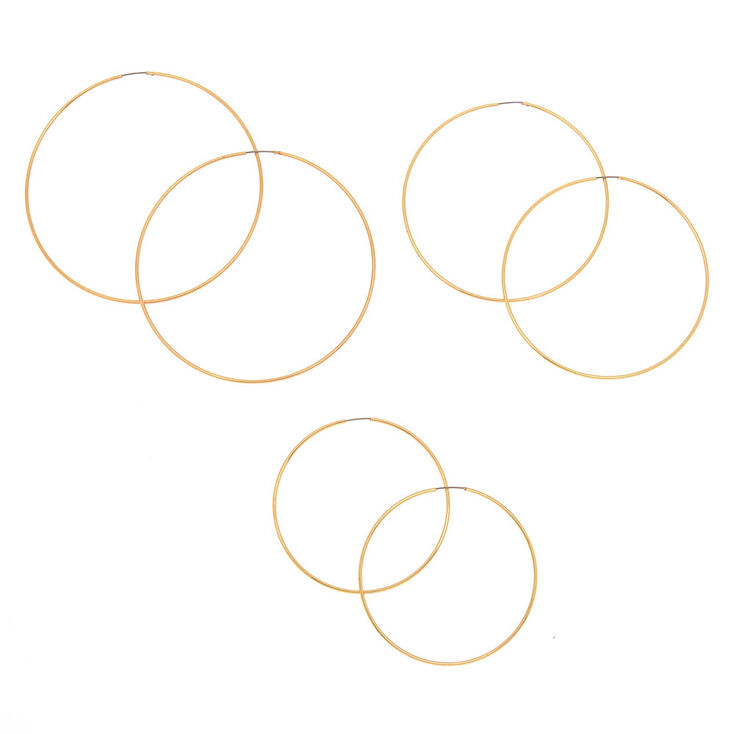 Gold Graduated Hoop Earrings - 3 Pack,