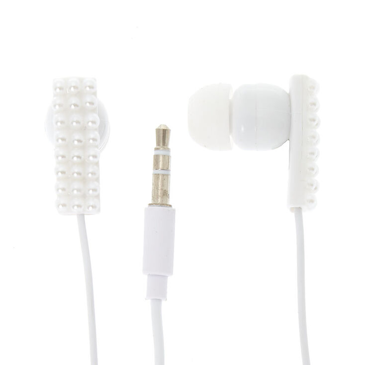 Faux Pearl Earbuds - White,